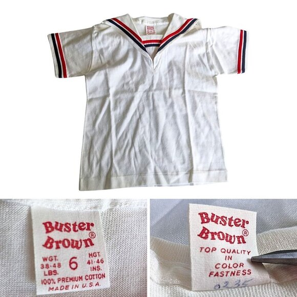 Vintage Mid-Century BUSTER BROWN White Sailor Suit 6pc Family Set w/ Ad Szs 5-14 - Picture 7 of 9